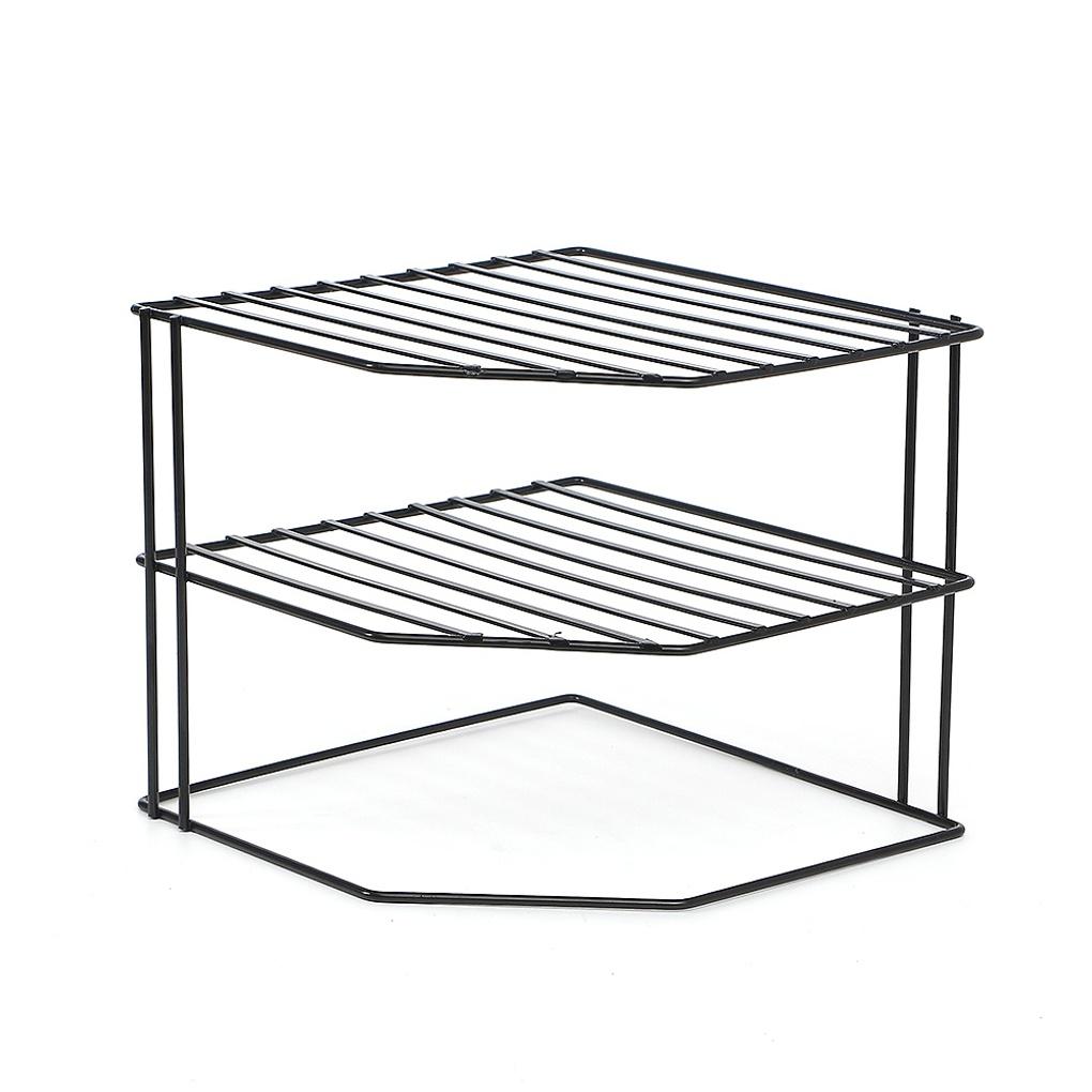 3-stöckiges Eckregal (Schwarz) Küchenorganizer Eckregal