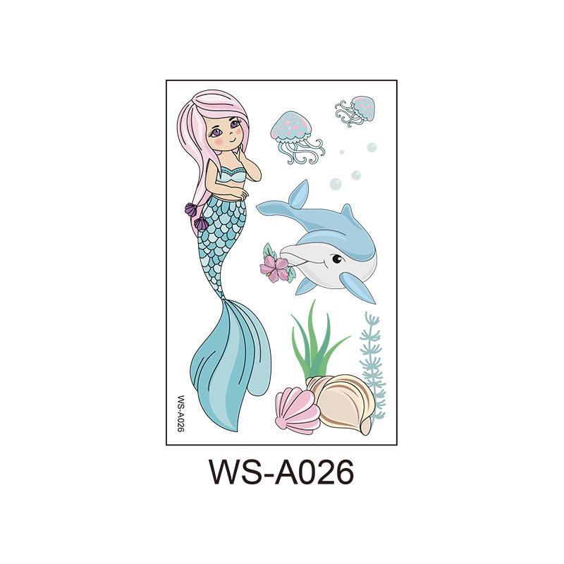 Children's Cartoon Mermaid Tattoo Sticker Pink Princess Waterproof Cute Fun Disposable Bonus Sticker