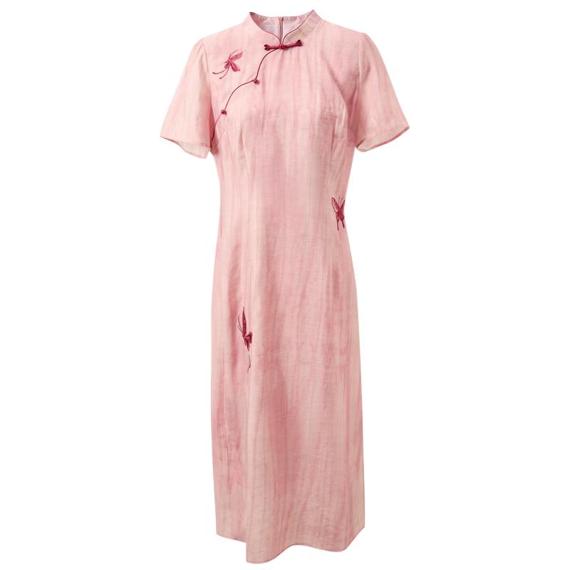 Sancai New Chinese Style Butterfly Embroidered A-line Dress L
