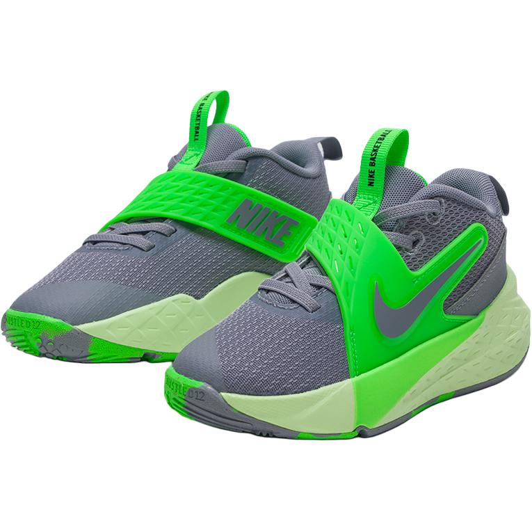 Nike Team Hustle D 12 Versatile Comfortable Trendy Low-Top Kids Casual Shoes Kids sneaker Gray Green HF6280-006