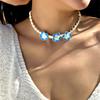 Bohemia Polymer Clay Beaded Flower Necklace for Women Handmade Woven Rope Chain Choker Necklace Summer Beach Jewelry Accessories