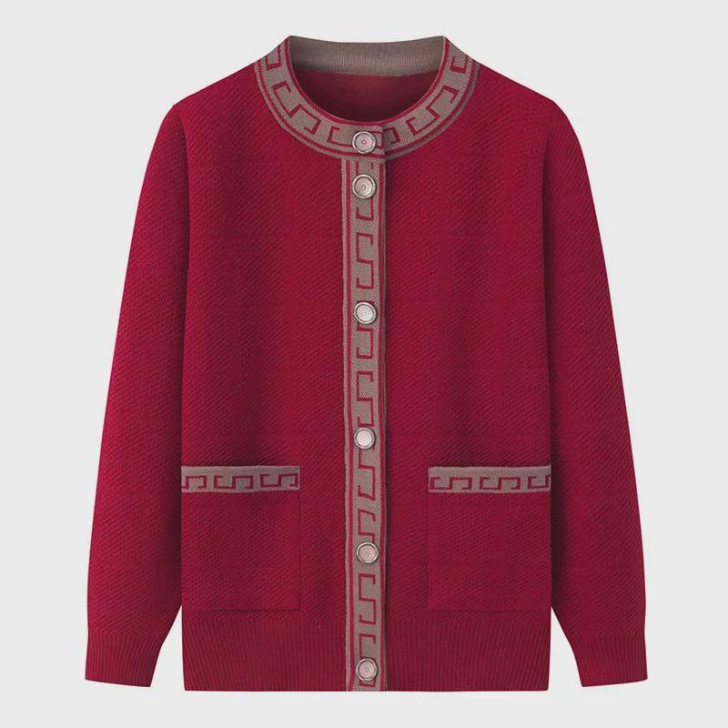Plus Velvet Thickened Cardigan for Middle-Aged and Elderly Women