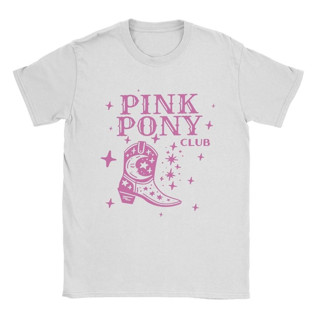 Men Pink Ponys Club Chappell Roan T Shirt Pure Cotton Clothes Funny Short Sleeve Crewneck Tee Shirt Printed T-Shirts