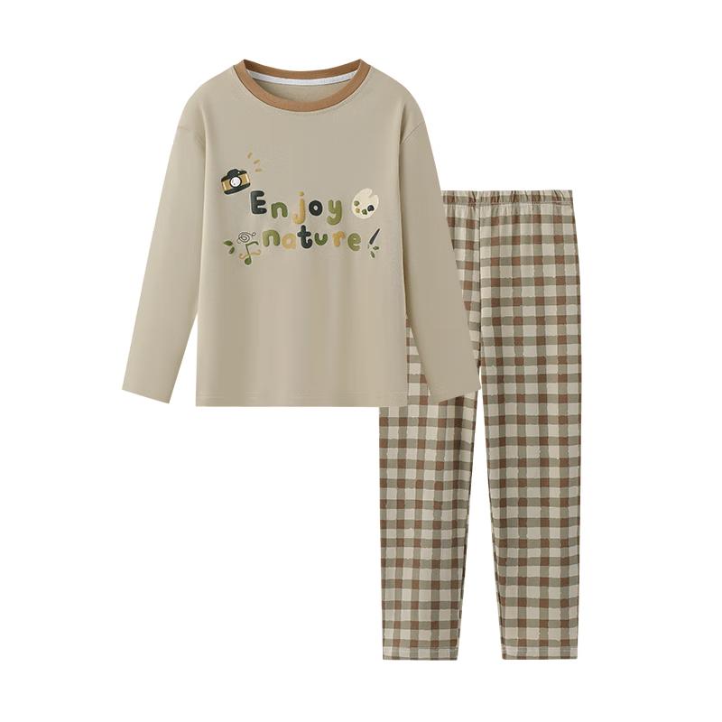YEEHOO Boys  Pure Cotton Long Sleeve Pajama Set 140