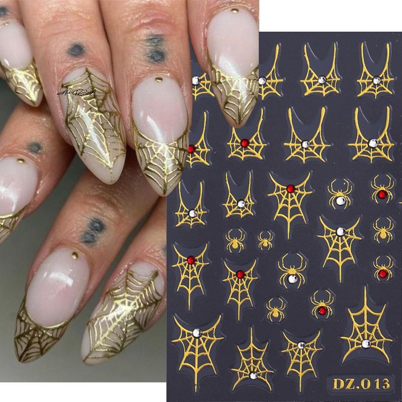 1/4Pcs Halloween Cute Spider Nail Stickers Slide Decals Manicure Decoration Nail Supplies for Creative Nail Design