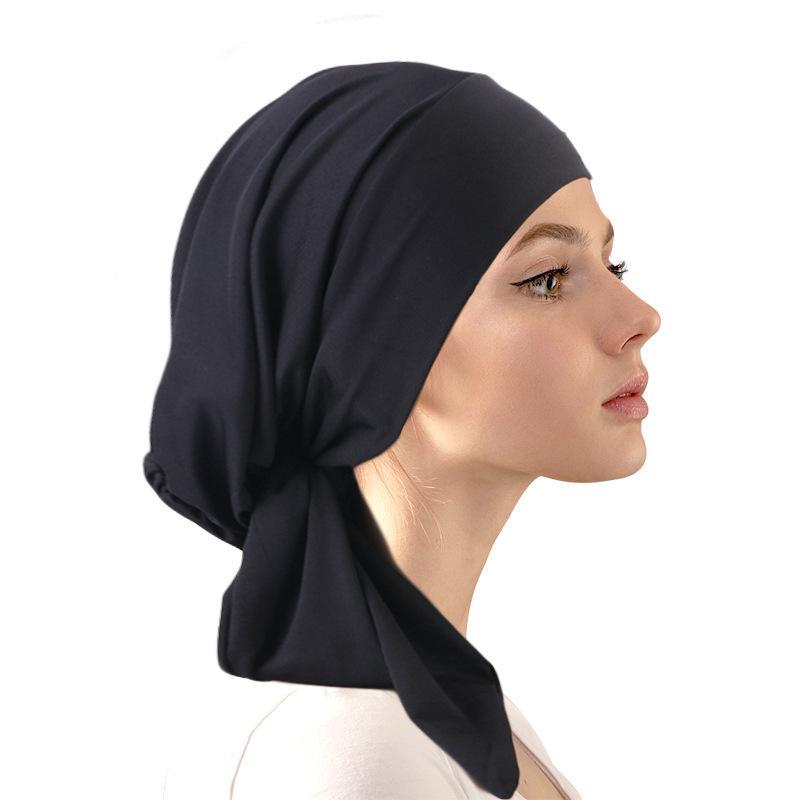 Solid color elastic streamer headscarf cap, headband cap, primer cap, hair care cap JDT-31A