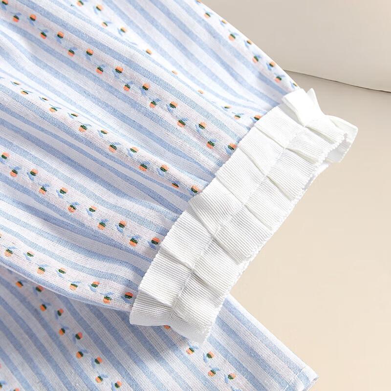Women's Ruffle Trim Striped Blouse