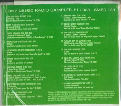 CD VARIOUS  Sony Music Radio Sampler 2003 1 SMPD133 SONY MUSIC CANA 2003 Canada Pop Used