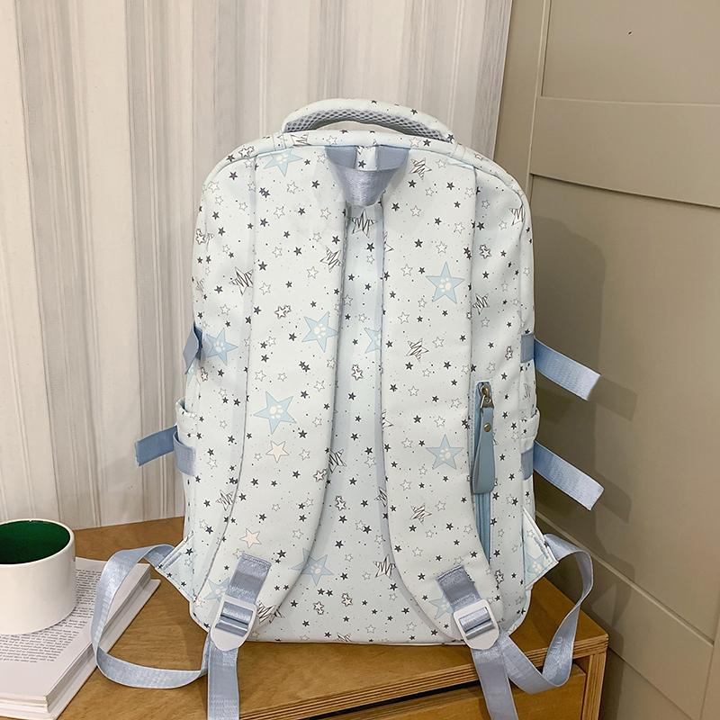 Student Schoolbag Star Printed Backpack Junior High School Student Class Backpack