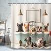 Funny Dogs Shower Curtain - Cute Doggy Design, Polyester Fabric, Ideal Bathroom Accessory, Perfect Gift For Dog Lovers