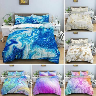 3D Modern Pattern Bedding Set Duvet Cover Set Pastel Rainbow Marble Printed Comforter Cover Polyester Bedding Set 12Pillowcase