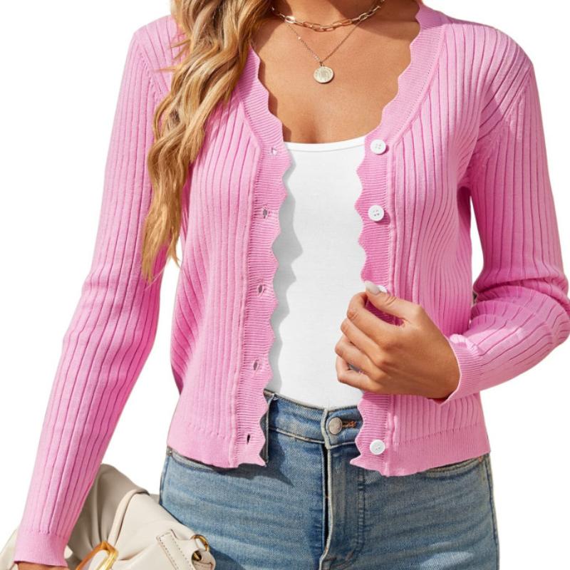 

QICED женские модные повседневные осенне-зимние кардиганы с длинными рукавами XL schauss розовый