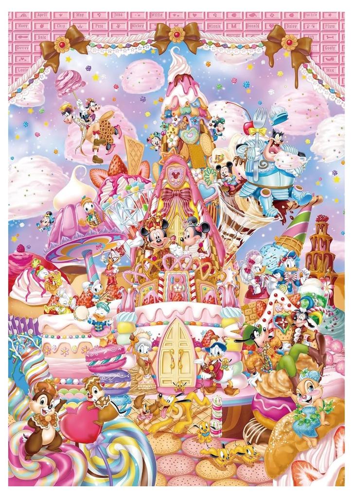 Tenyo [Made in Japan] 266-Piece Pure White Gyutto Series Jigsaw Puzzle Disney Mickey's Sweet Kingdom (18.2x25.7cm) DPG-266-570 with Service Card