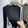 Lady Basic O-Neck Slim T-Shirt Women Solid Multi Color All-Match Trend Casual Top Screw Thread Long Sleeve Elastic