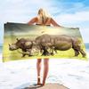 Asciugamano da Spiaggia Rinoceronte Carino Asciugamano da Bagno con Stampa Animale Selvatico per Spa Viaggio Yoga Sport Campeggio Escursionismo Microfibra Asciugatura Rapida Copricostume