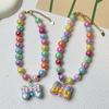 Adjustable Rainbow Beaded Pet Necklace Colorful Dog Cat Pet Collar  Pet Costume Accessories