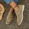 Fashion Women Flat Shoes Khaki Suede Summer Walk Shoes Slip-on Lazy Loafers Causal Moccasin Comfortable Mules Driving Shoes
