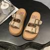 Fashion New Women Slippers Fashion Retro Sandals Outer Hollow Buckle Roman Slippers Anti-slip 2025 Breathable Women Shoes Slides Women