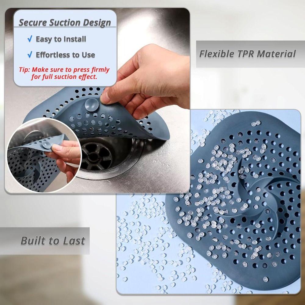 with Suction Cups Drain Cover with TPR Material Household Use Hair Catcher Easy to Clean Shower Drain Strainer Protector