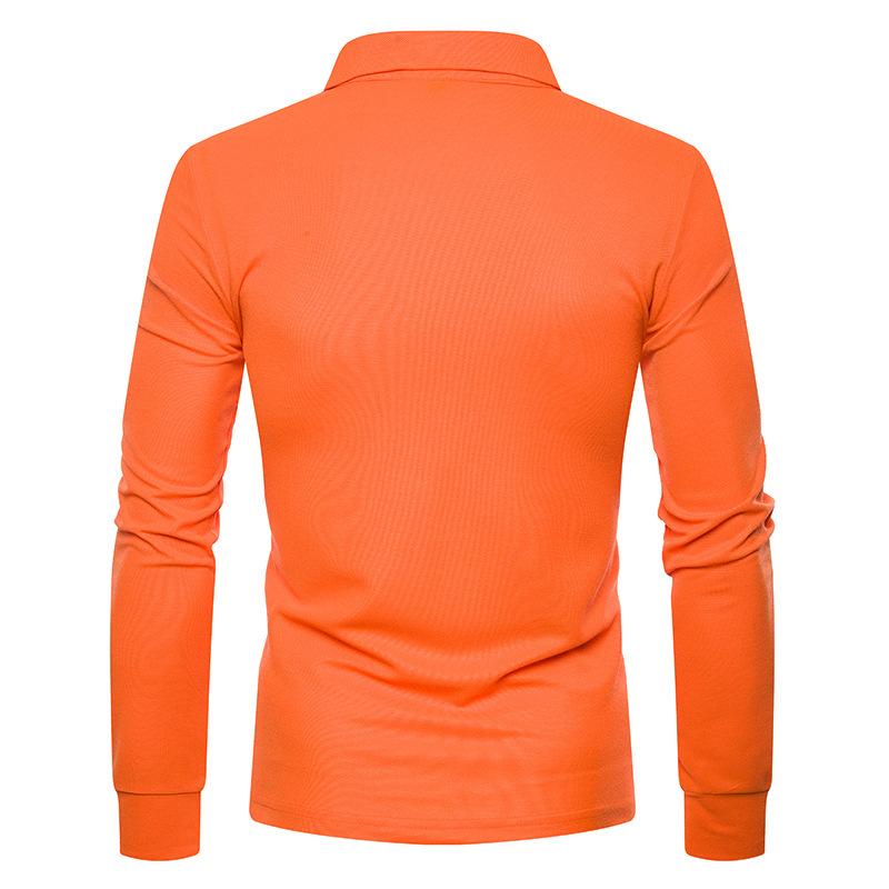 Podzim Zima Pánské Polo tričko Móda Jednobarevné Polo Neck Slim Fit Ležérní Tričko s dlouhým rukávem
