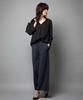 Pantsuit Pantsuit Jacket Kanoko Jersey Grayish Navy L [Nissen] Women's Suit Semi-wide (Collarless + Pants) (SOBODY Series) (New Size)