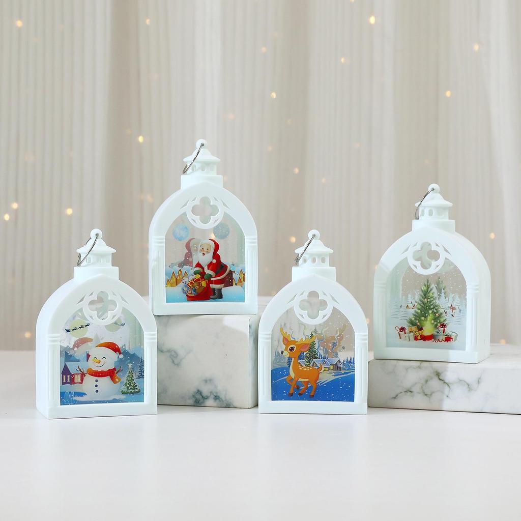Vintage-Style Christmas Lantern Ornament - Luminous Hanging Night Light for Holiday Decor