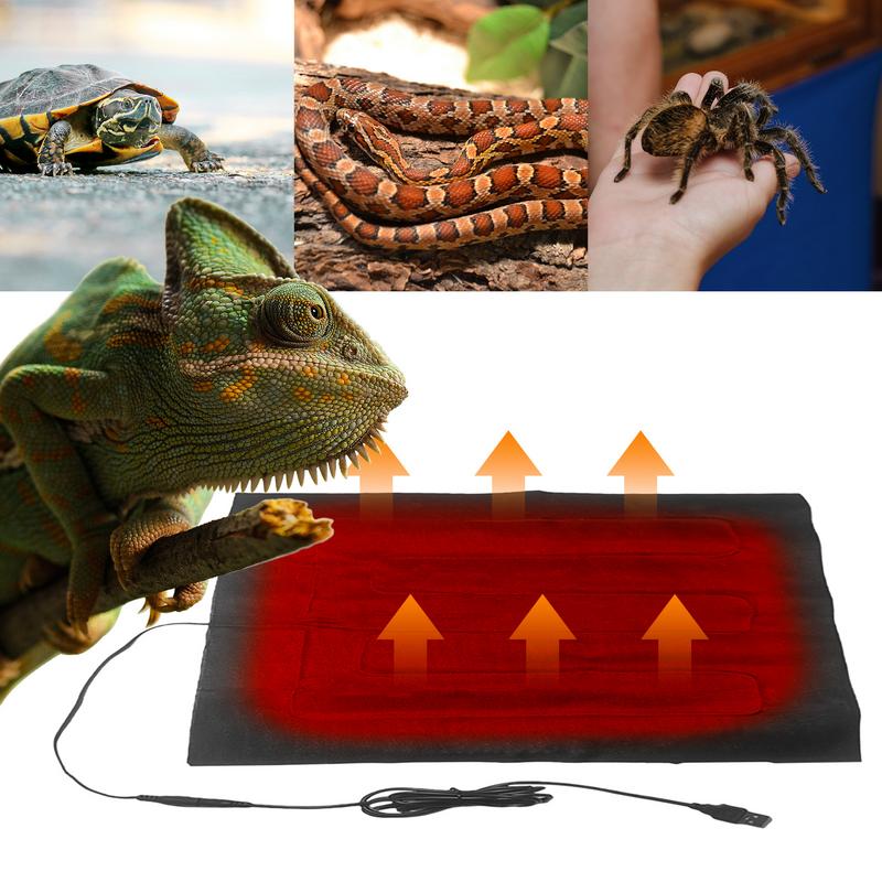 Turtle Heating Pad USB Plug In Reptile Heating Pad Waterproof Dustproof Pet Warming Mat Foldable Reptile Heater For Snake