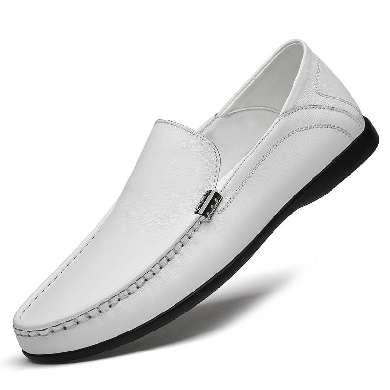 

МодаМужская Повседневная Обувь Дышащая Кожа Мужские Лоферы Офисная Обувь для Мужчин Мокасины для Вождения Удобная Обувь Слипоны Белая Обувь 45 белый