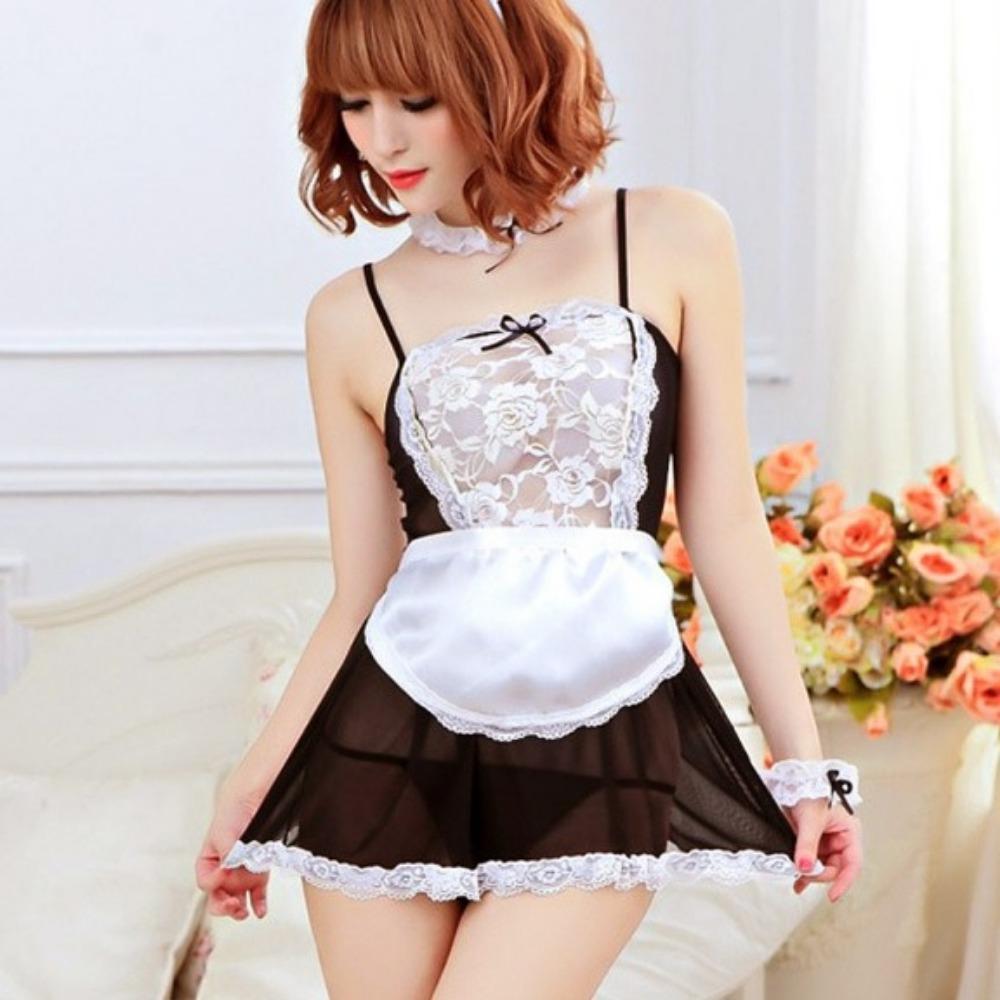 Sex Underwear Sexy Large Size Mesh Transparent Maid Clothes Pajamas Passion Perspective Qqny Maid Clothes Wholesale