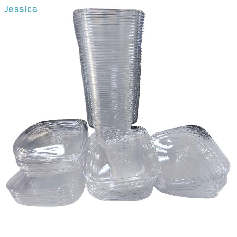 50Pcs Transparent Square Cake Packaging Boxes – Disposable Plastic Containers for Pastry/Dessert Takeout & Storage