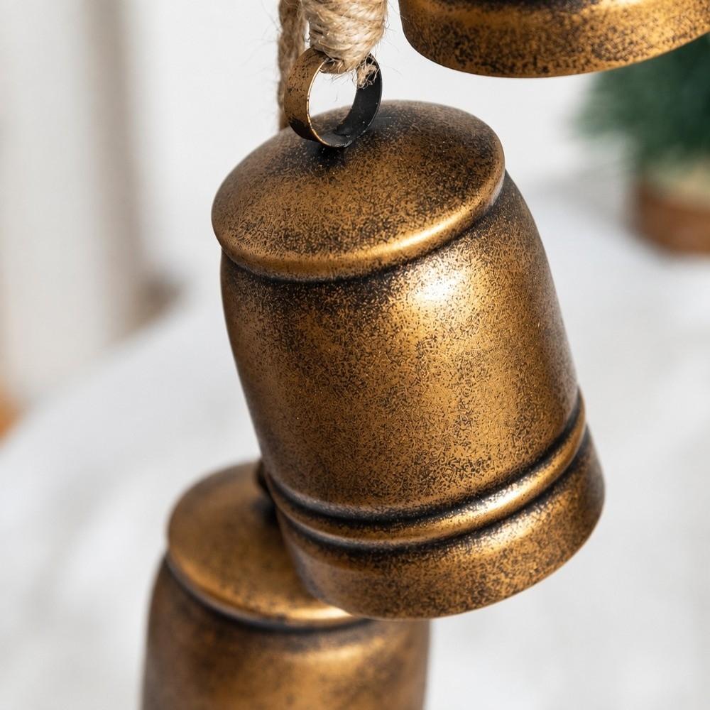 Jute Rope Metal Bell Pendant Iron Vintage Bell Charm New Xmas Bell Hanger Wreath Accessory