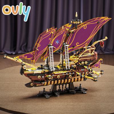 Ovly Pirates Of The Future Warship Building Blocks Boat Bricks Caribbean MOC Assembly Toys For Kids Birthday Gifts