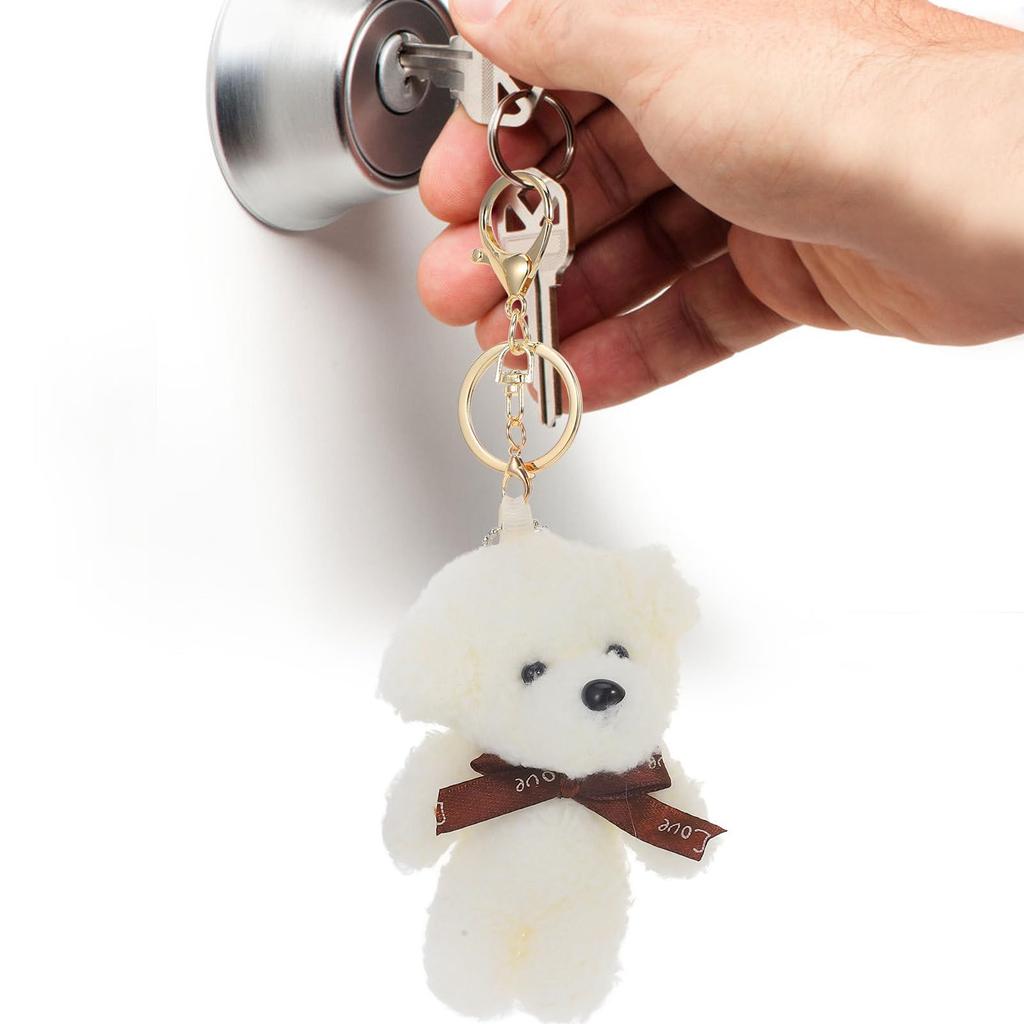 EXCEART Plush Puppy Keychain, Fluffy Dog Keychain, Dog Pendant, Door, Mini Dog Toy, 2-Piece Set