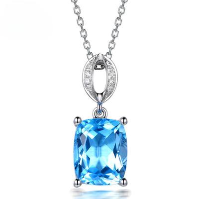 Luxuriöse Blautopas-Anhänger-Halskette für Frauen, Zeremonie, Verlobung, Hochzeit, einzigartige Halskette, neuer trendiger Schmuck