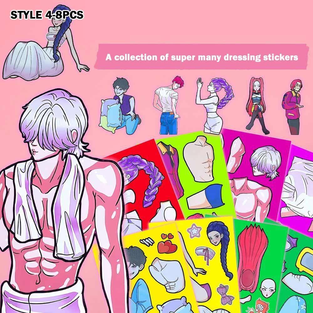 

Fun Toys Cosplay Stickers Art Stickers Cute Cartoon Collage Picture New Kawaii Dress Up Decals Style 4-8PCS