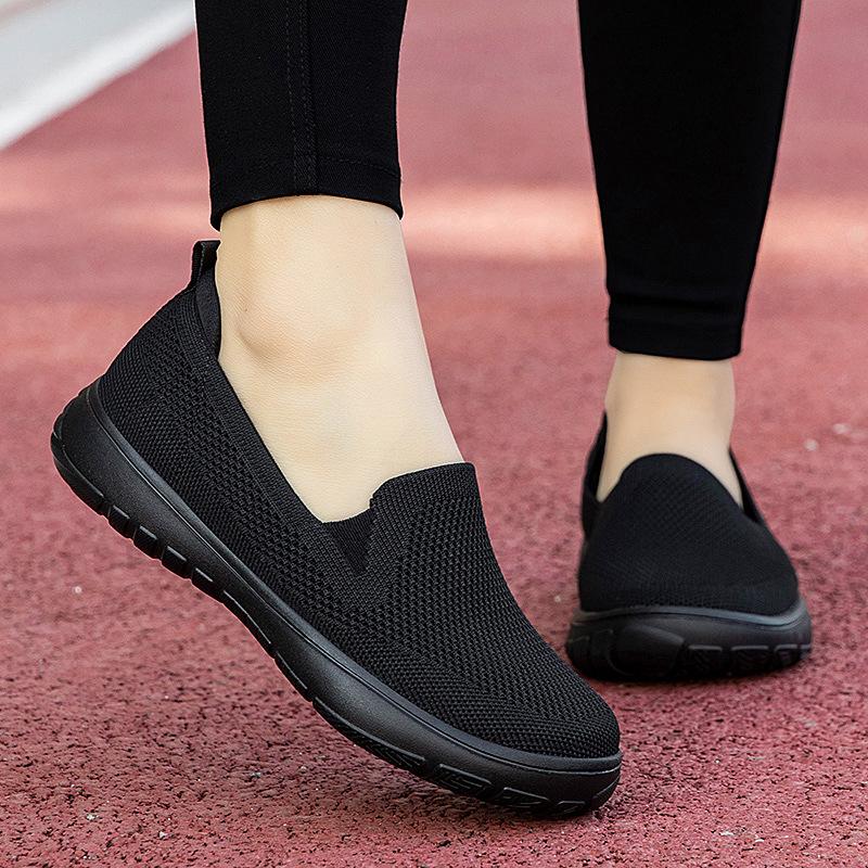 Fashion Women's Vulcanized Shoes Mesh Breathable Sneakers Slip on Flats Platform New Casual Shoes Ladies Anti-slip Walking Woven Shoes