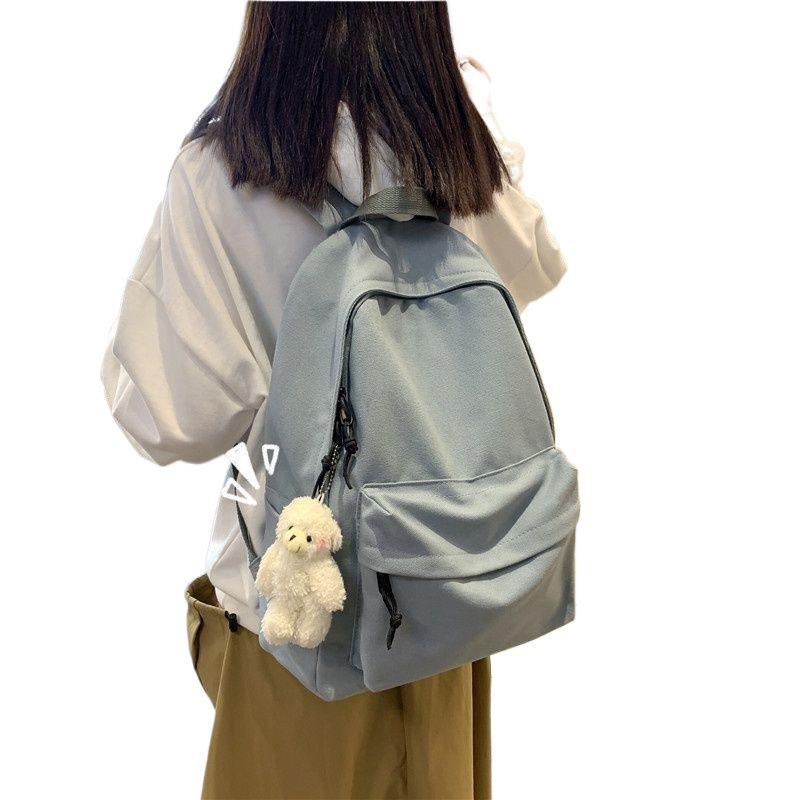 High-value schoolbag female ins style Korean version high school college student Japanese large-capacity backpack canvas simple backpack