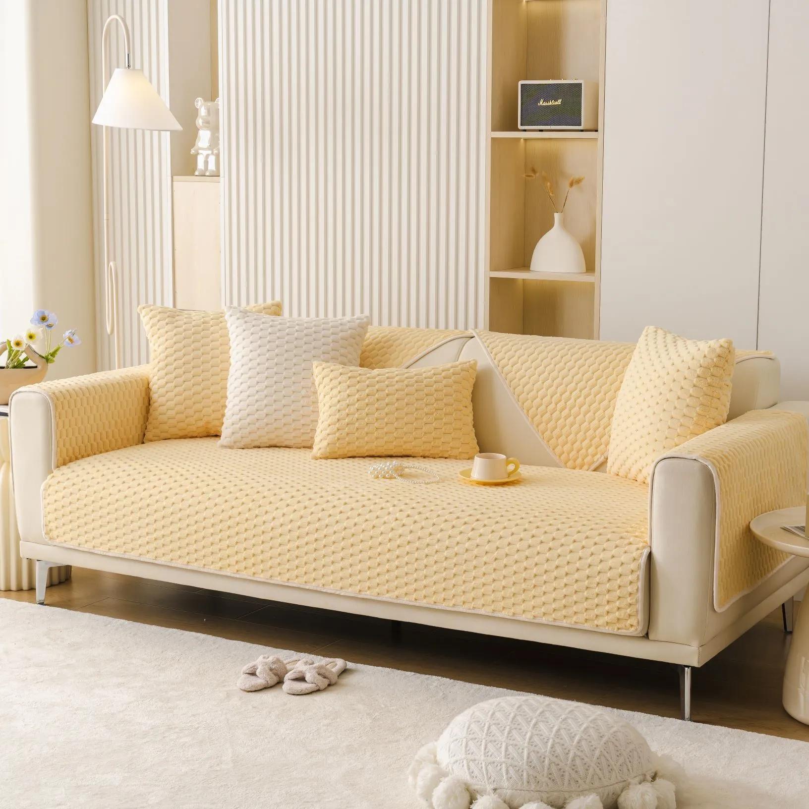 

Новая кремовая ветровая осенне-зимняя теплая бархатная диванная подушка в сотовом цвете, утолщенная плюшевая подушка, нескользящая, ворс можно стирать в машине 70x70cm