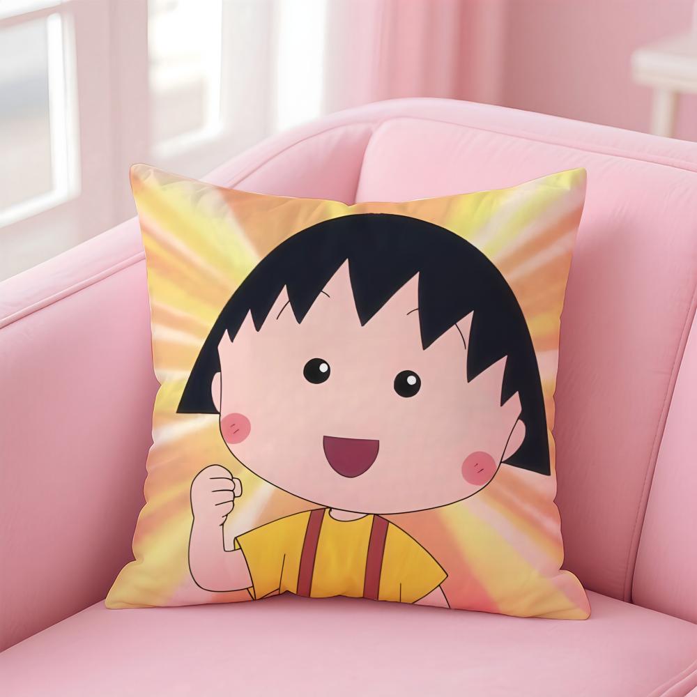 Cute Anime C-Chibi M-Maruko Chan Cushion Cover Comfortable Reversible Pillow Cover Ideal for Car Sofa Bedroom & Beyond