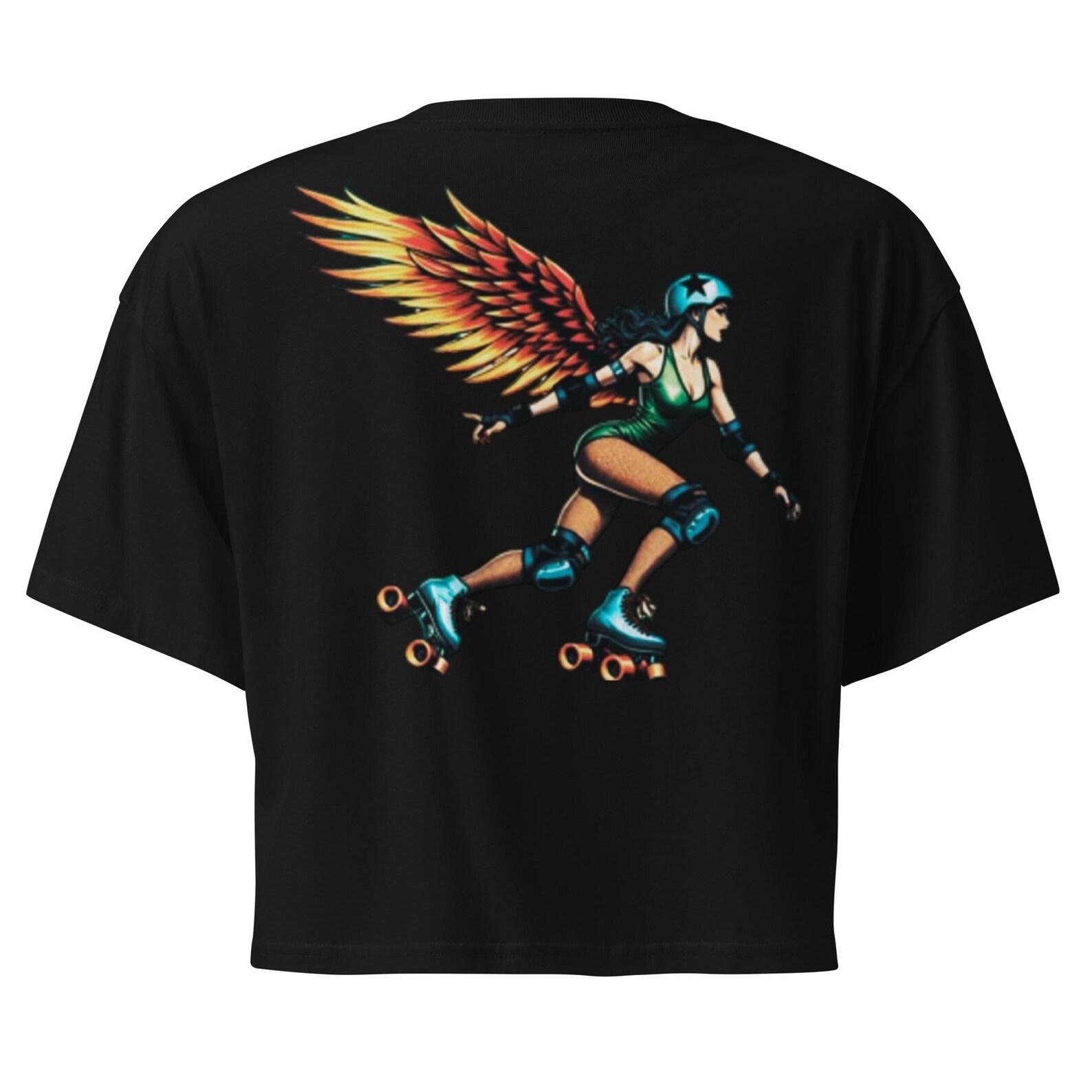 Women’s Roller Derby Skater with Wings Crop Top 3XL