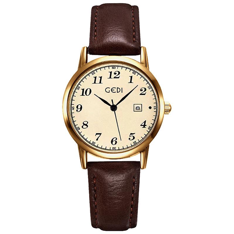 Simple Women'S Watch Retro Premium Round Belt Watch Student Quartz Watch