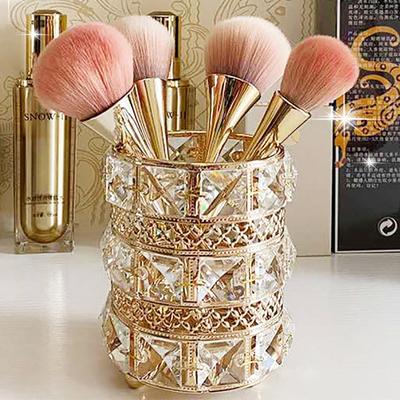 Caja de Almacenamiento para Brochas de Maquillaje Sala de Estar Dormitorio Escritorio Adornos de Lujo Ligero Brocha de Maquillaje Lápiz de Cejas Soporte para Bolígrafos de Cristal
