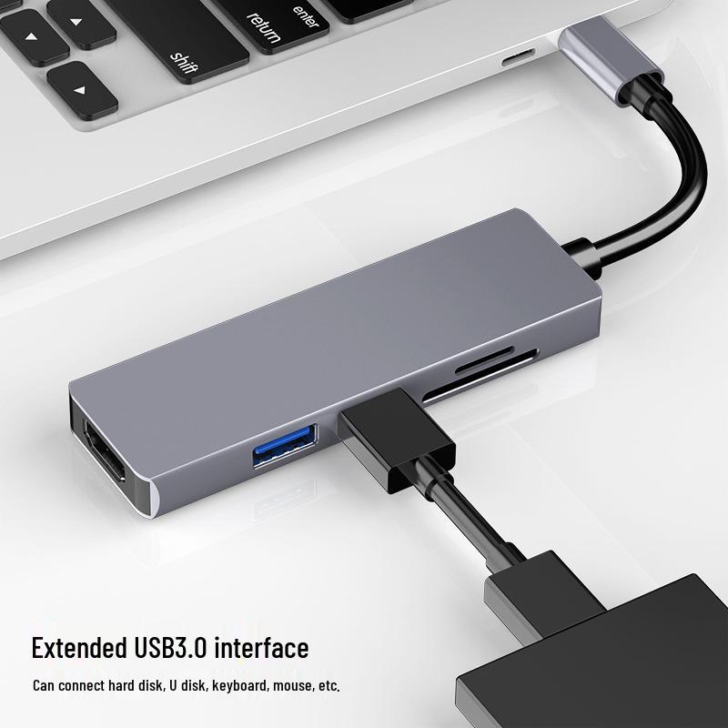 Type-C Multi-Port Adapter: USB Splitter, HDMI, Network, Converter, 5-in-1 Dock