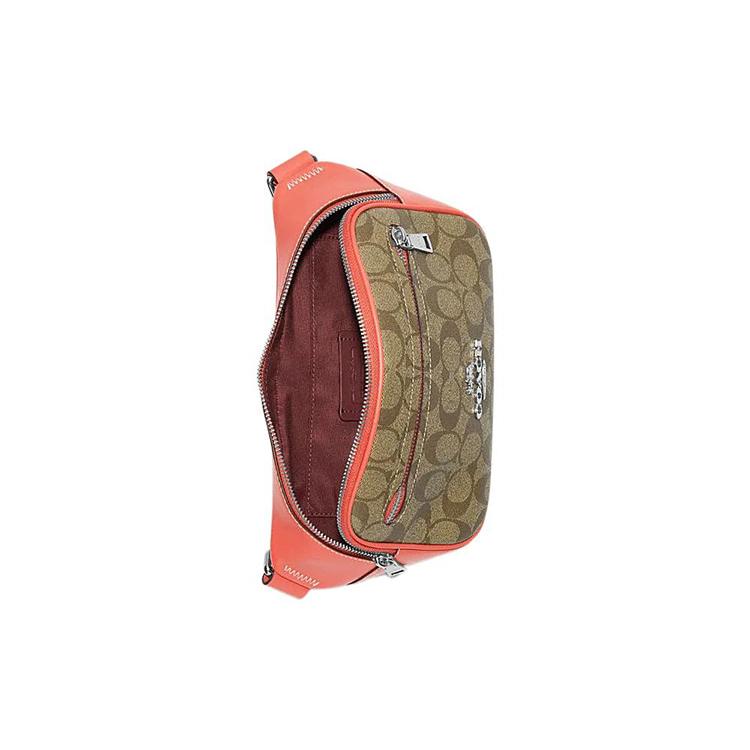 New COACH Elias Artificial Leather Combo Bag Shoulder Bag Crossbody Bag Fanny Pack Medium Size Men's Orange And Brown CJ505-SVB10