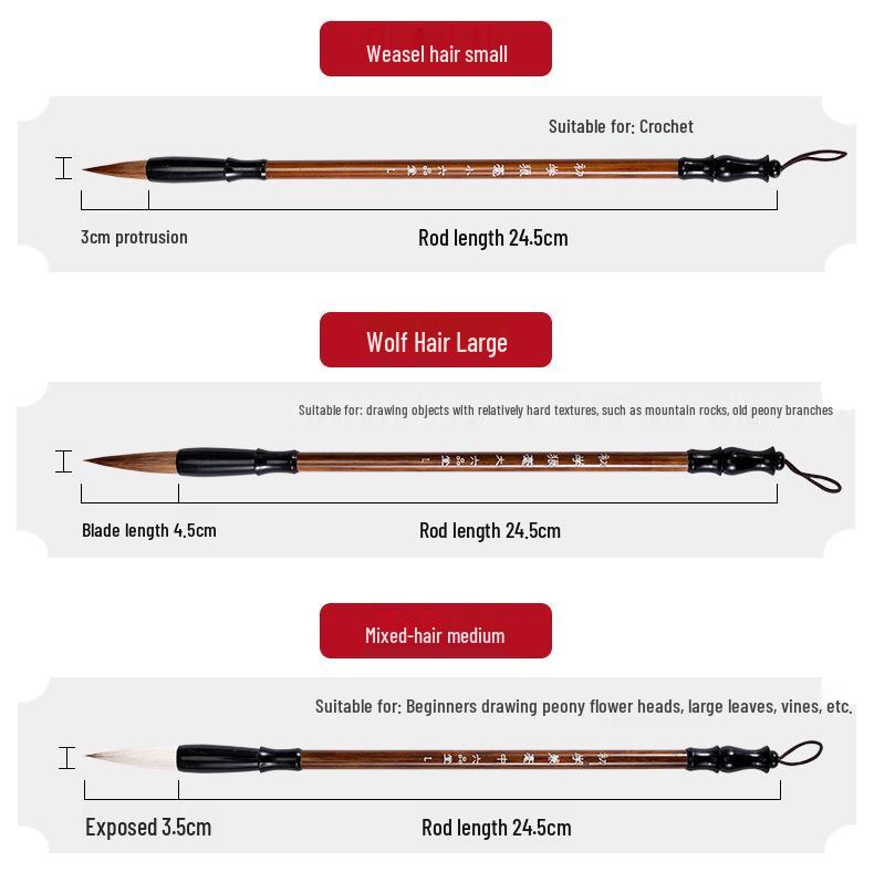 Liupintang Professional Chinese Painting Brush Set - Mixed Sheep Hair, White Cloud Outlining, Full Set for Beginners