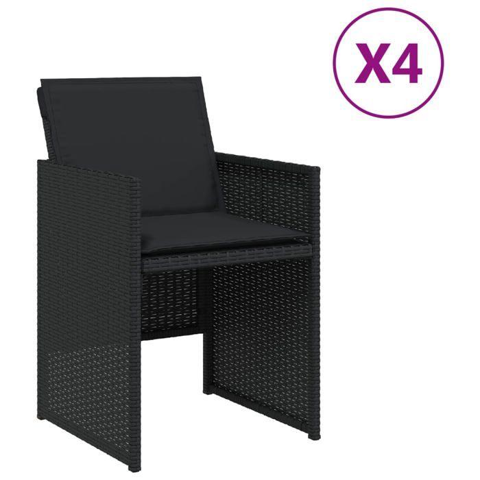 VidaXL Set of 4 Garden Chairs with Cushions, Patio Seats, Balcony Chairs, Outdoor Patio Furniture, Black 4007436