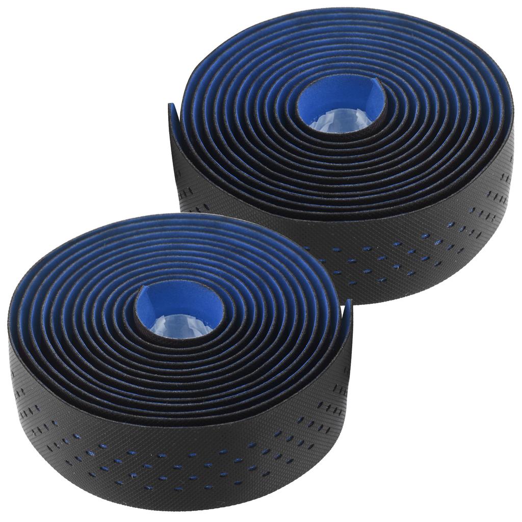 Punching Style 1Pair Road Bike Handlebar Tapes NonSlip Bicycle Handle Bar Wrap Belt(Black Blue )