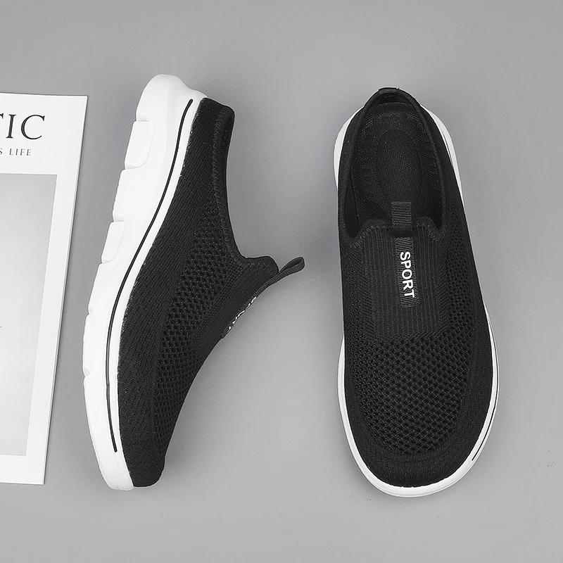 Fashion Big Size 48 Summer Men Women Half Shoes Slippers Slip On Casual Shoes Mesh Breathable Soft Comfortable Zapatillas Hombre Male