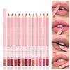 Lápis de Lábios Mat à Prova d'Água Duradouro de Madeira Delineador Natural para Lábios Contorno Labial Rosa Nude Maquilhagem 12 Cores