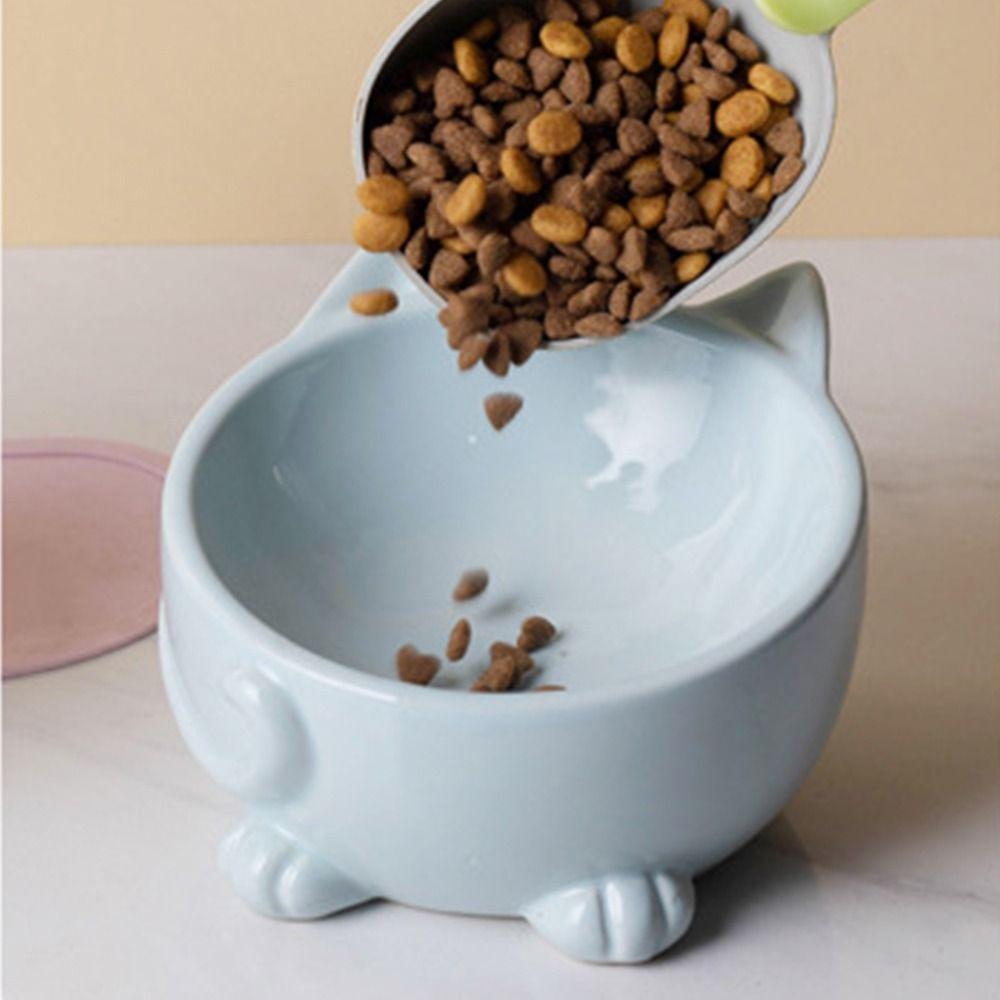 Creative Pet High Foot Bowl Ceramic Pet Drinking Feeder Food Dispenser Cat Bowl  Neck Protection